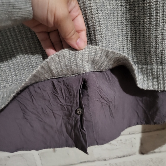 Joie Faux Overlay Wool Blend Sweater Grey size M - Picture 7 of 8